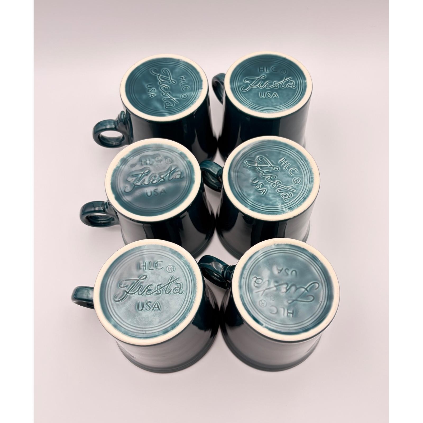 Lot of 6 Fiestaware Juniper Green Ring Handle Coffee Mugs 10 oz Cups Set USA