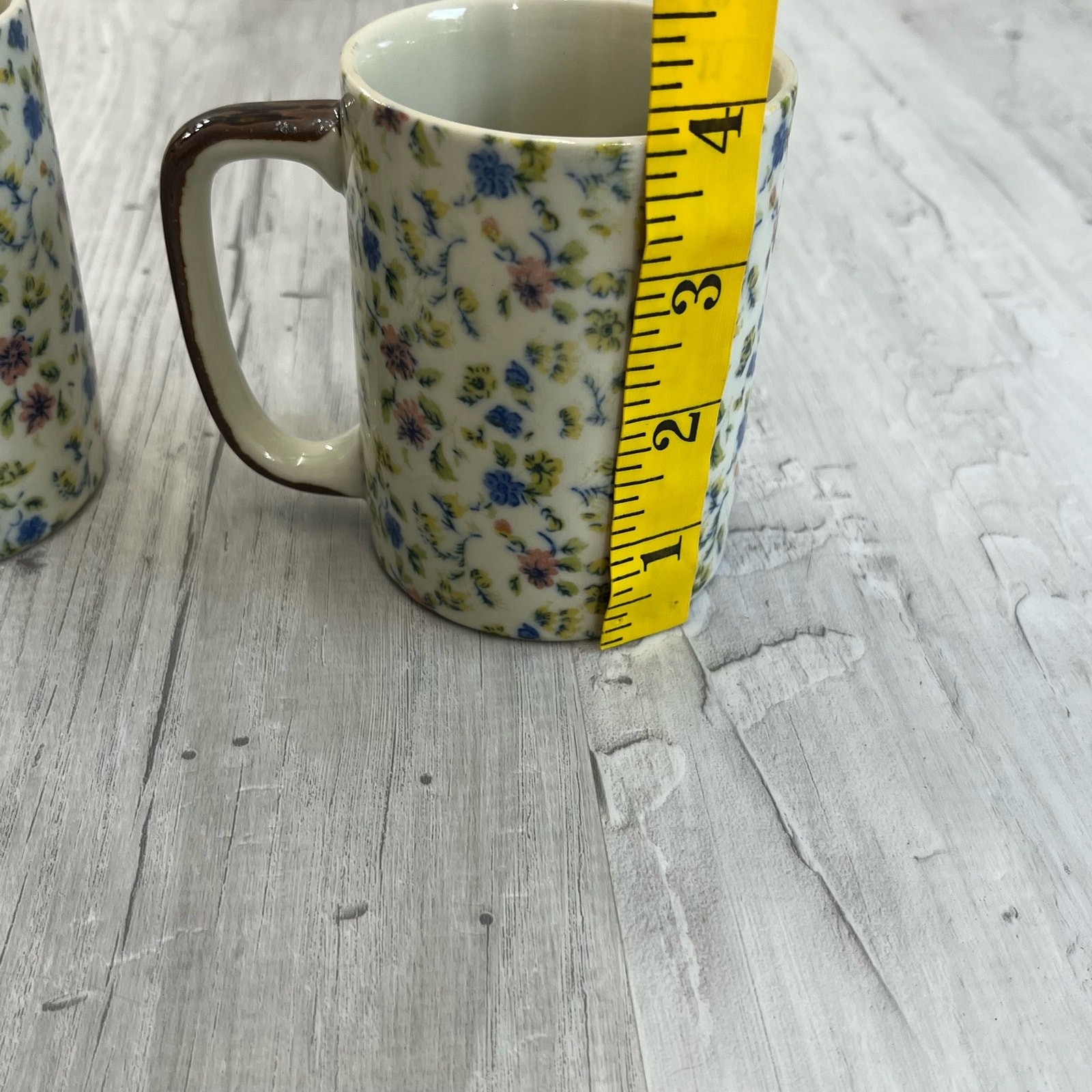 Two Small Vintage Floral Coffee Tea Mugs Dainty Fairy Cottage Woodland Flowers