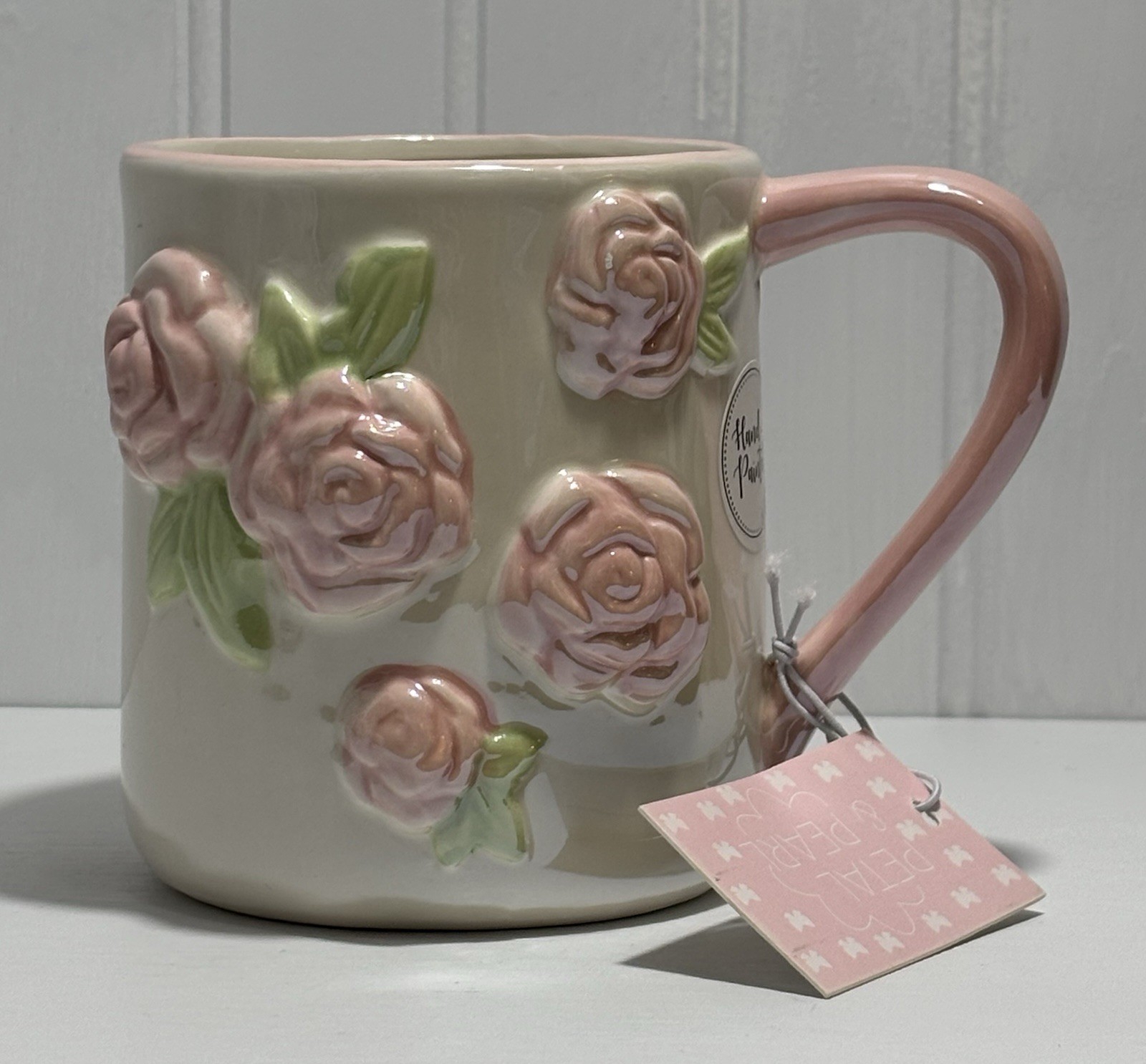 Petal & Pearl Spring Rose Flowers Floral 23 Fl Oz Ceramic Coffee Tea Mug Gift