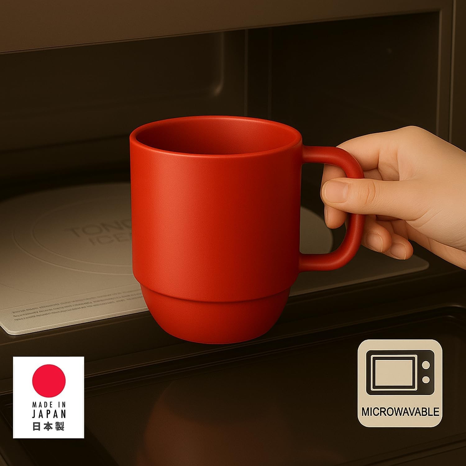 3091, 2 Pack Red Mug Made in Japan, BPA-Unbreakable Microwave & Dishwasher Safe