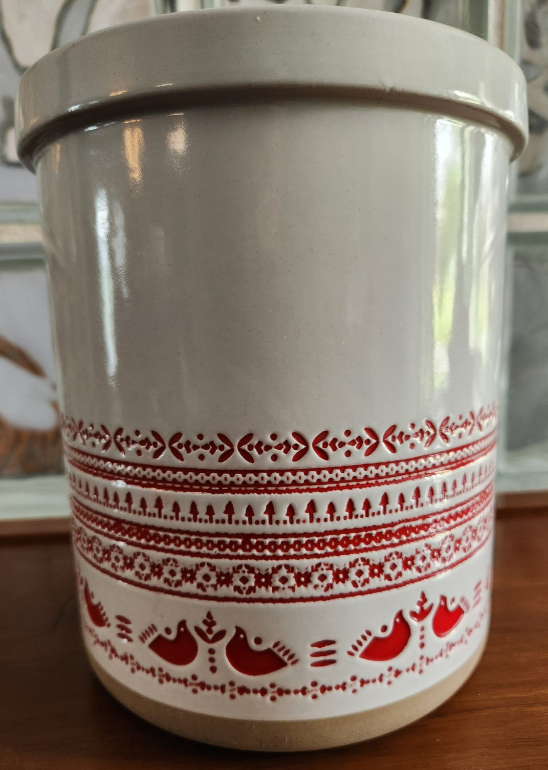 Canister Bird Red Hearth Hand Magnolia Nordic Christmas Fair Isle Stoneware