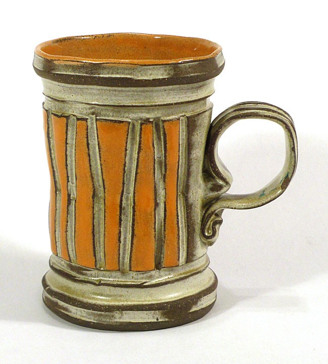 BOYAN MOSKOV Contoocook New Hampshire Pair TRASH CAN COFFEE MUGS Studio Pottery
