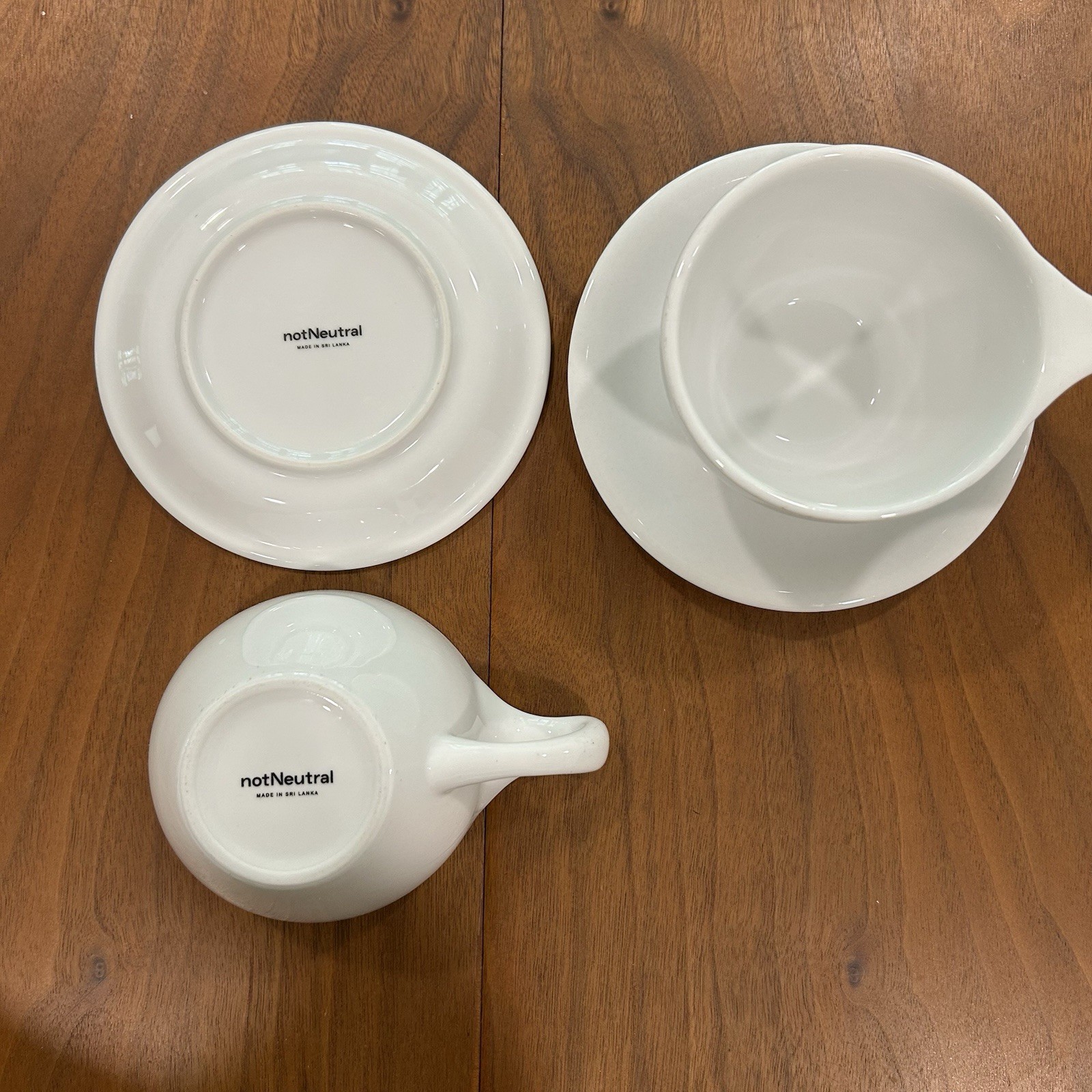 notNeutral Lino 12 oz Large Porcelain Latte Cups with Saucers Set Of 2