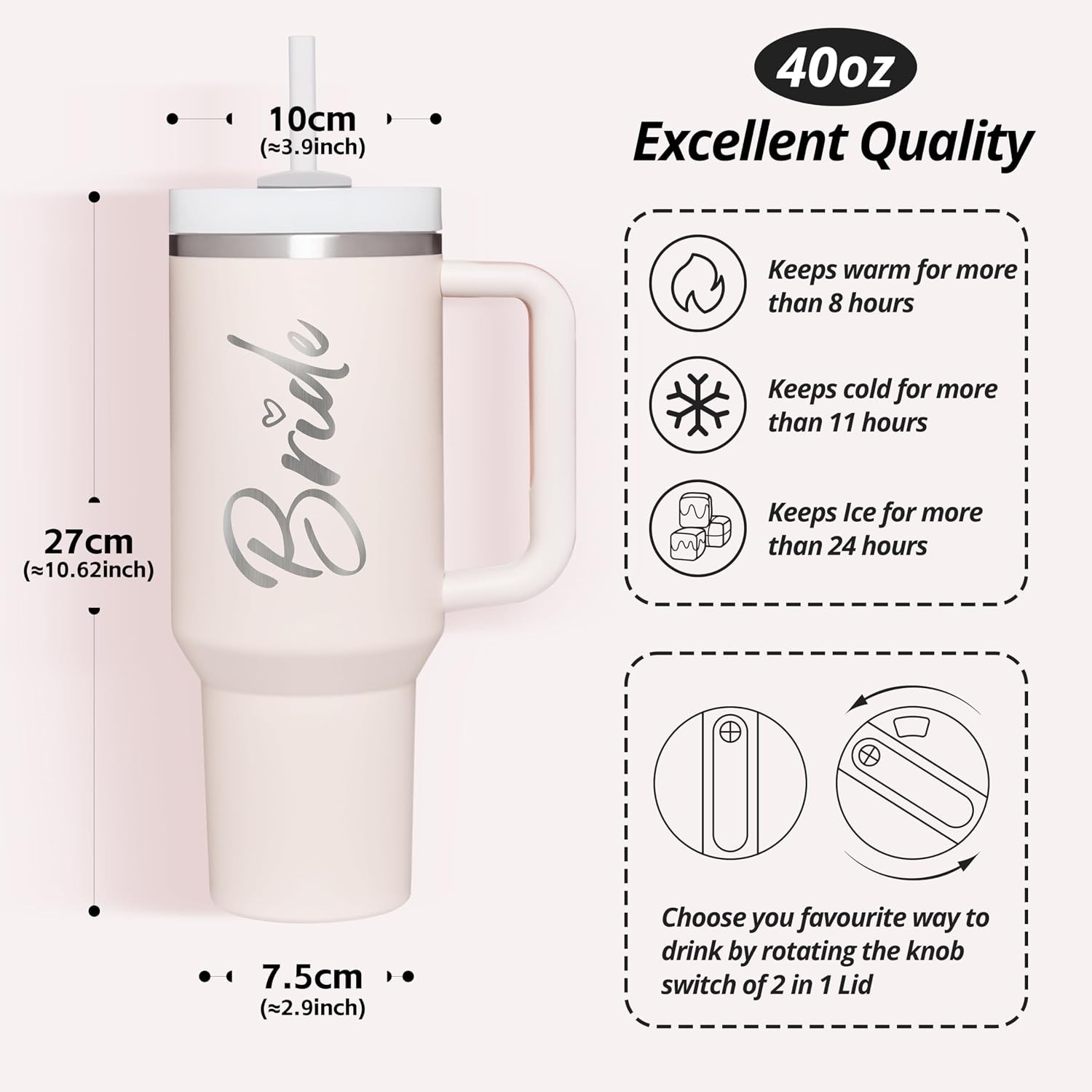 Bride To Be Gifts: Bridal Shower & Bachelorette Stainless Steel 40 oz Tumbler…