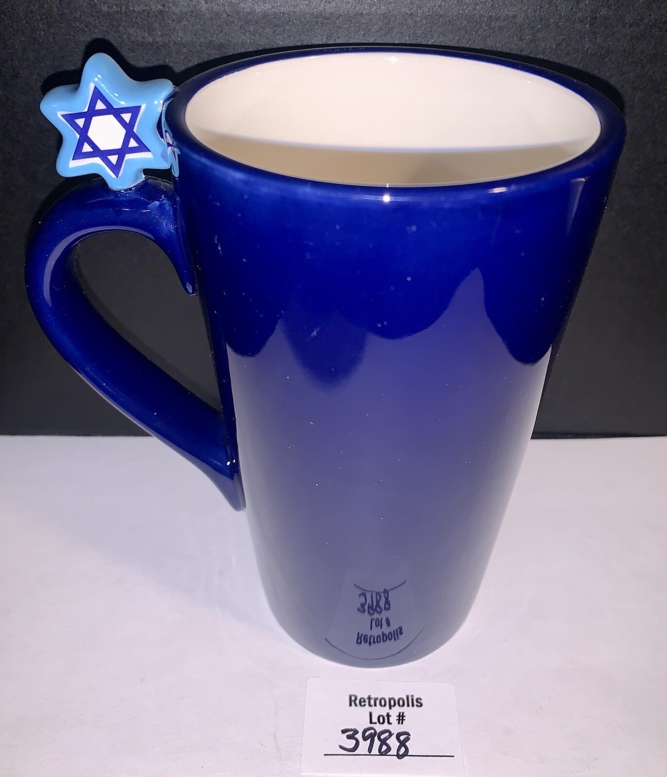 Happy Hanukkah Menorah & Star of David Ceramic Blue Coffee CUP Mug