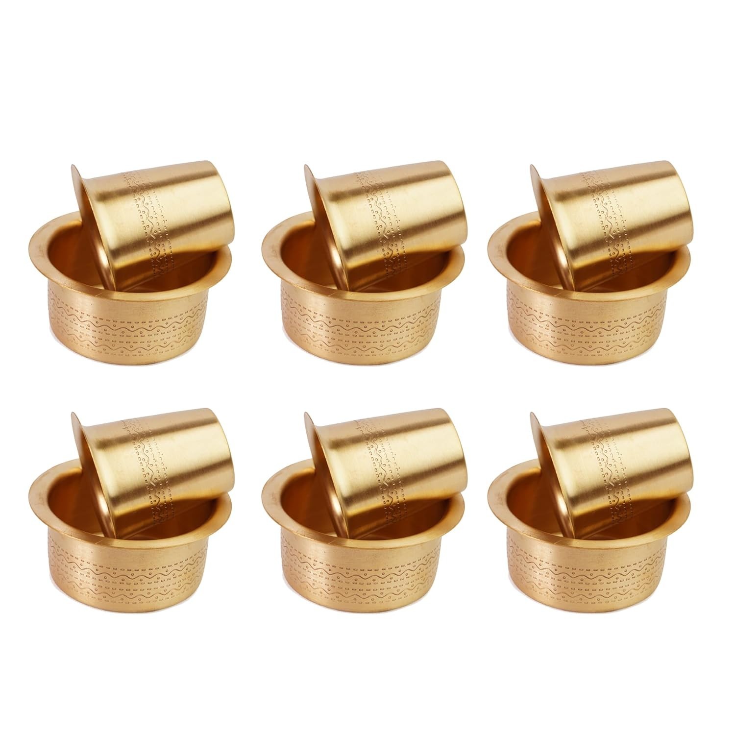 Brass Coffee Glass Tumbler Tea Coffee Dabara Set of 6 120 ML