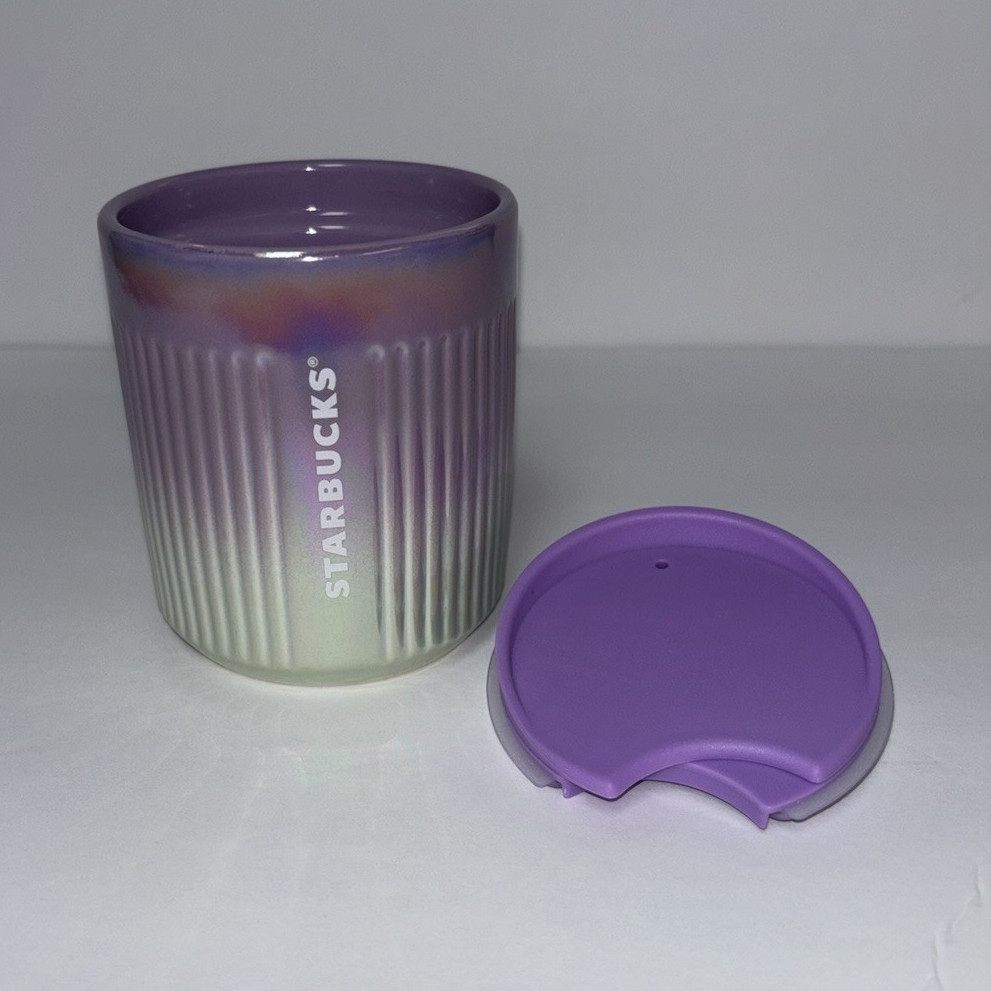 Starbucks Iridescent Purple Ceramic Travel Mug w/ Lid, 8 fl oz
