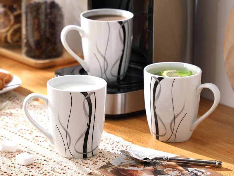 Ceramic Coffee Mugs, Coffee Cups Set with Handle, White Mugs Set Porcelain Cup