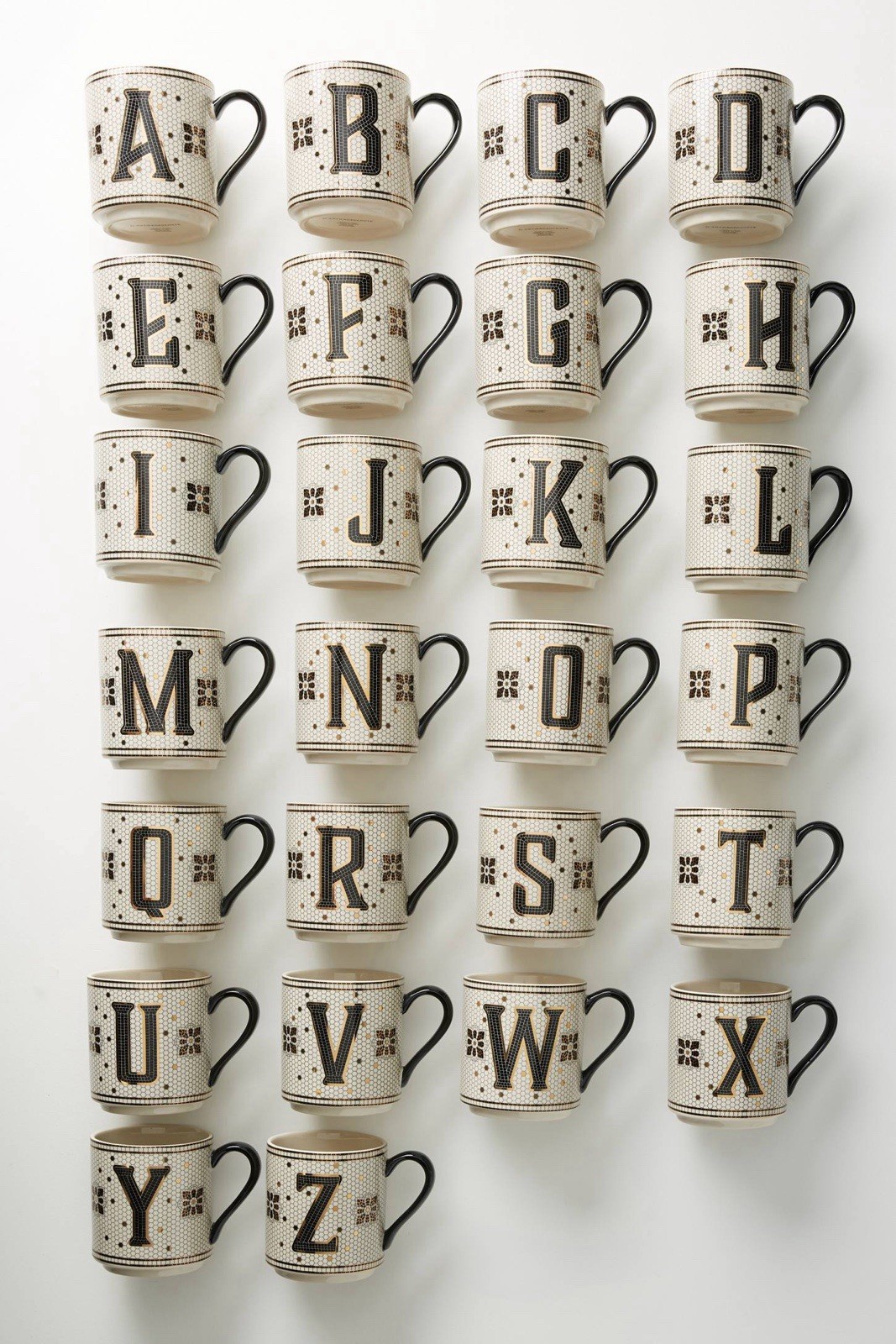 Anthropologie Bistro Tile Stoneware Monogram Edition “S” Mug