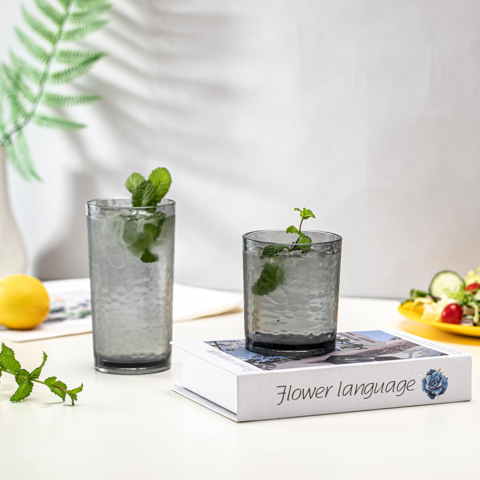 14-ounce and 20-ounce Acrylic Glasses Plastic Tumbler, set of 8 Smoky Grey – …
