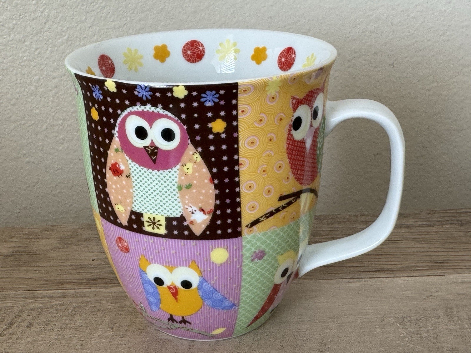 Owl Coffee Mug Cup Owls By Creative Tops Birds Patchwork 16oz
