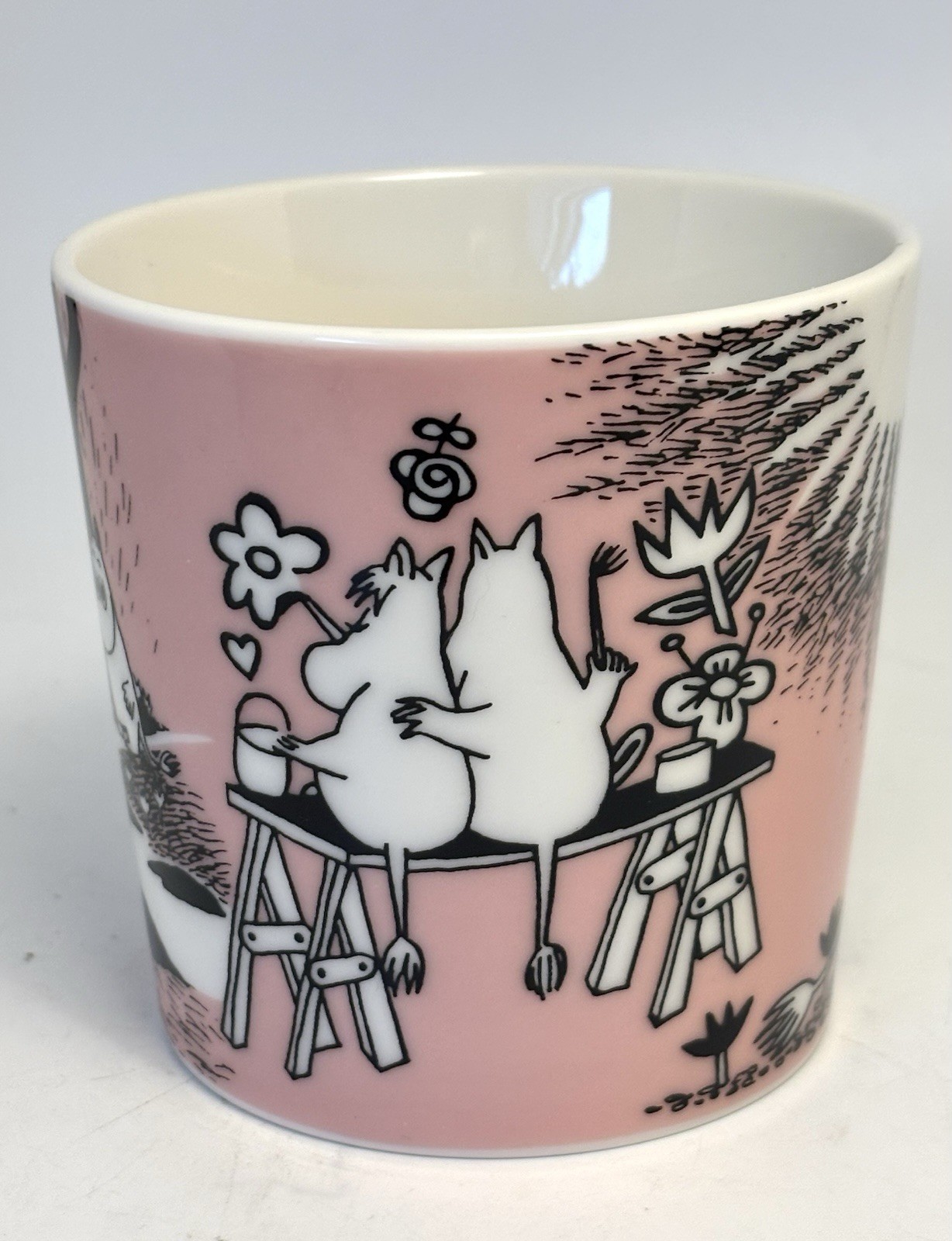 Moomin Love Hugging Arabia Pink Mug Cup 3”