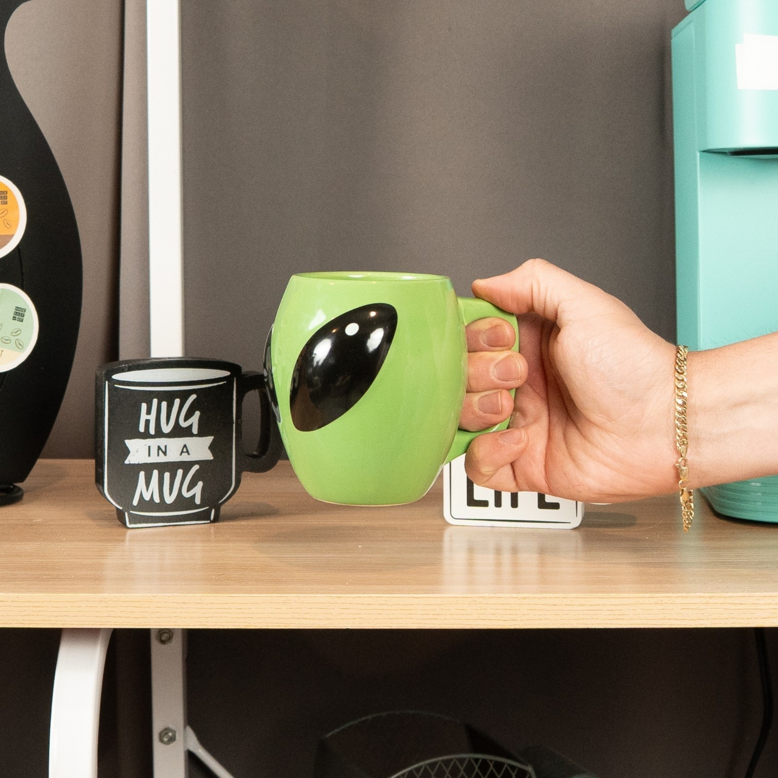 Alien Head Ceramic Coffee Mug Sci-Fi Space UFO Lover Novelty Green Mug Cup