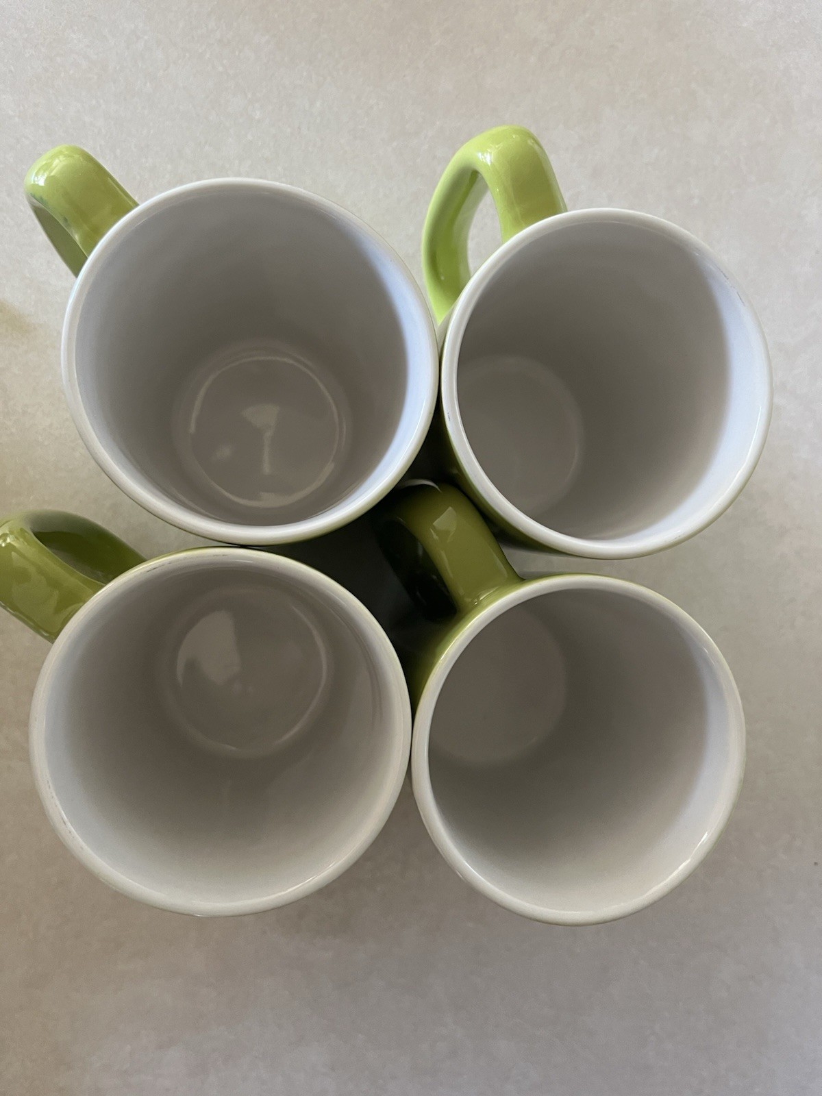 (4) Rachel Ray Green Apple “Round & Square” Stoneware Mugs – 14 Oz.