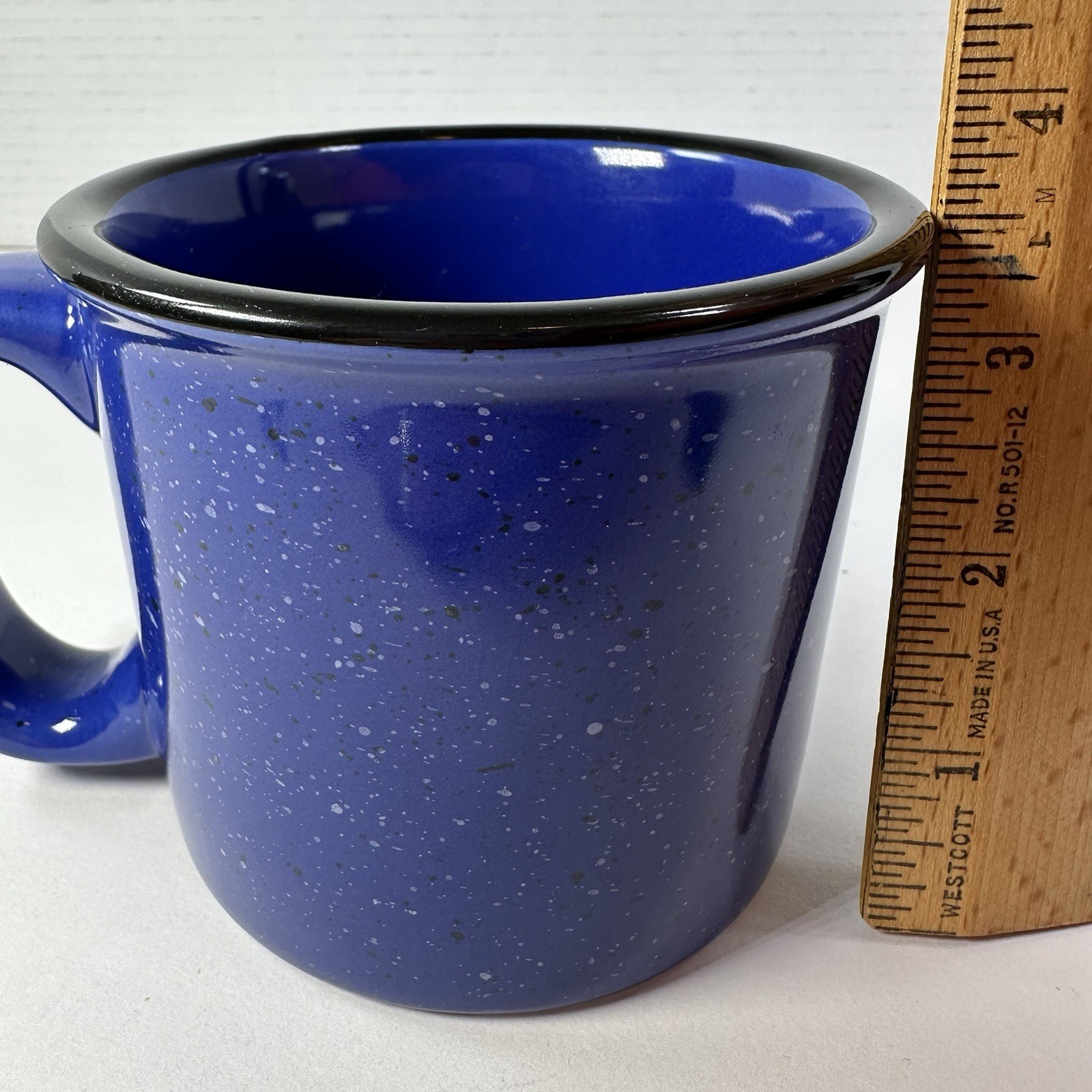 Houston Rodeo Cobalt Blue Black White Speckled Stoneware Coffee Mug HLSR Logo