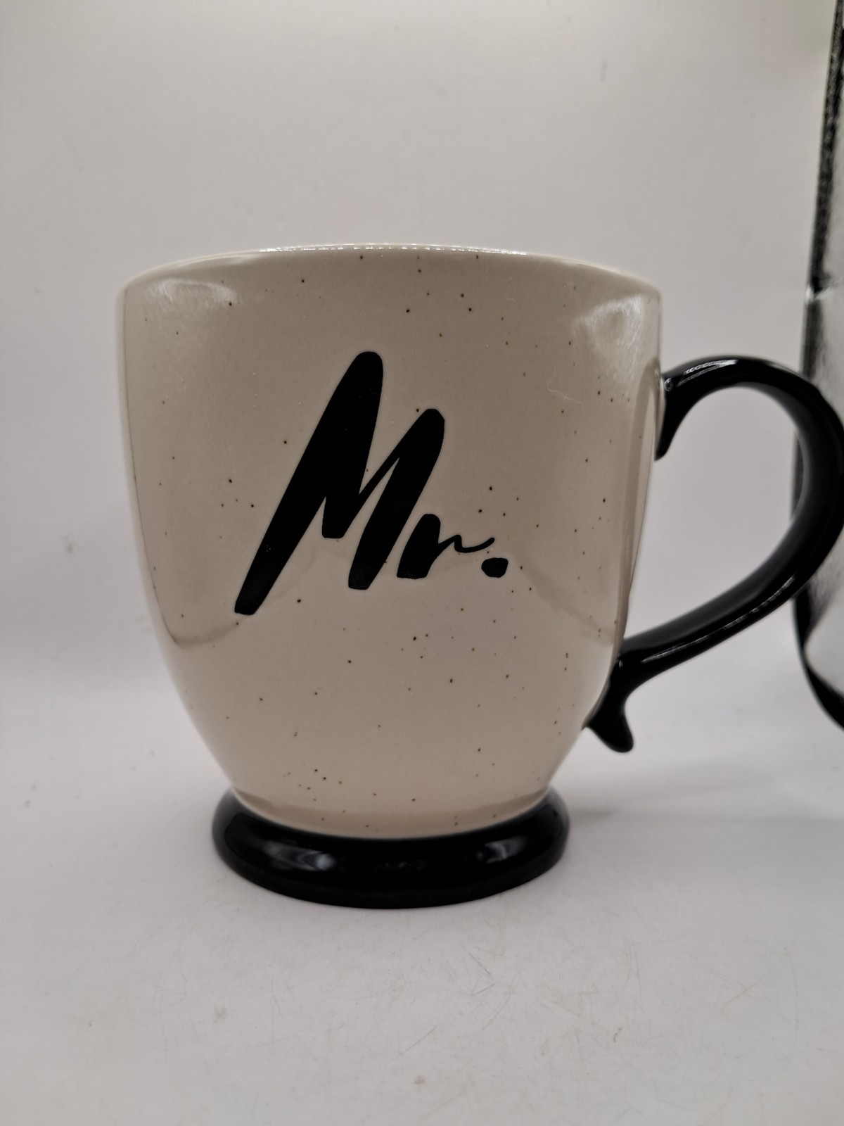 Mr. Mister Black White Speckled Ceramic Coffee Mug Tea Cup Ciroa Vintage 4″