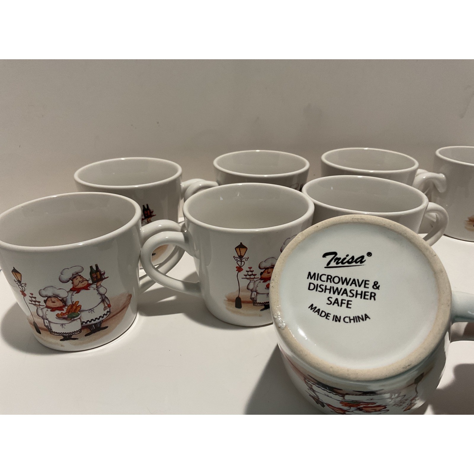 Trista Set of 8 Chef Character Ceramic Coffee Mugs Microwave Dishwasher Safe