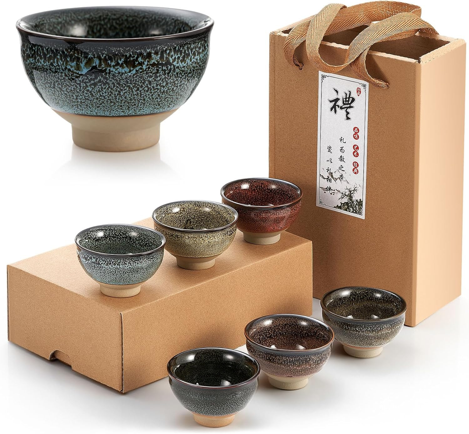 6 Pieces Korean Soju Shot Glasses Sets Porcelain Cups Korean Ceramic Cups Tea Ac