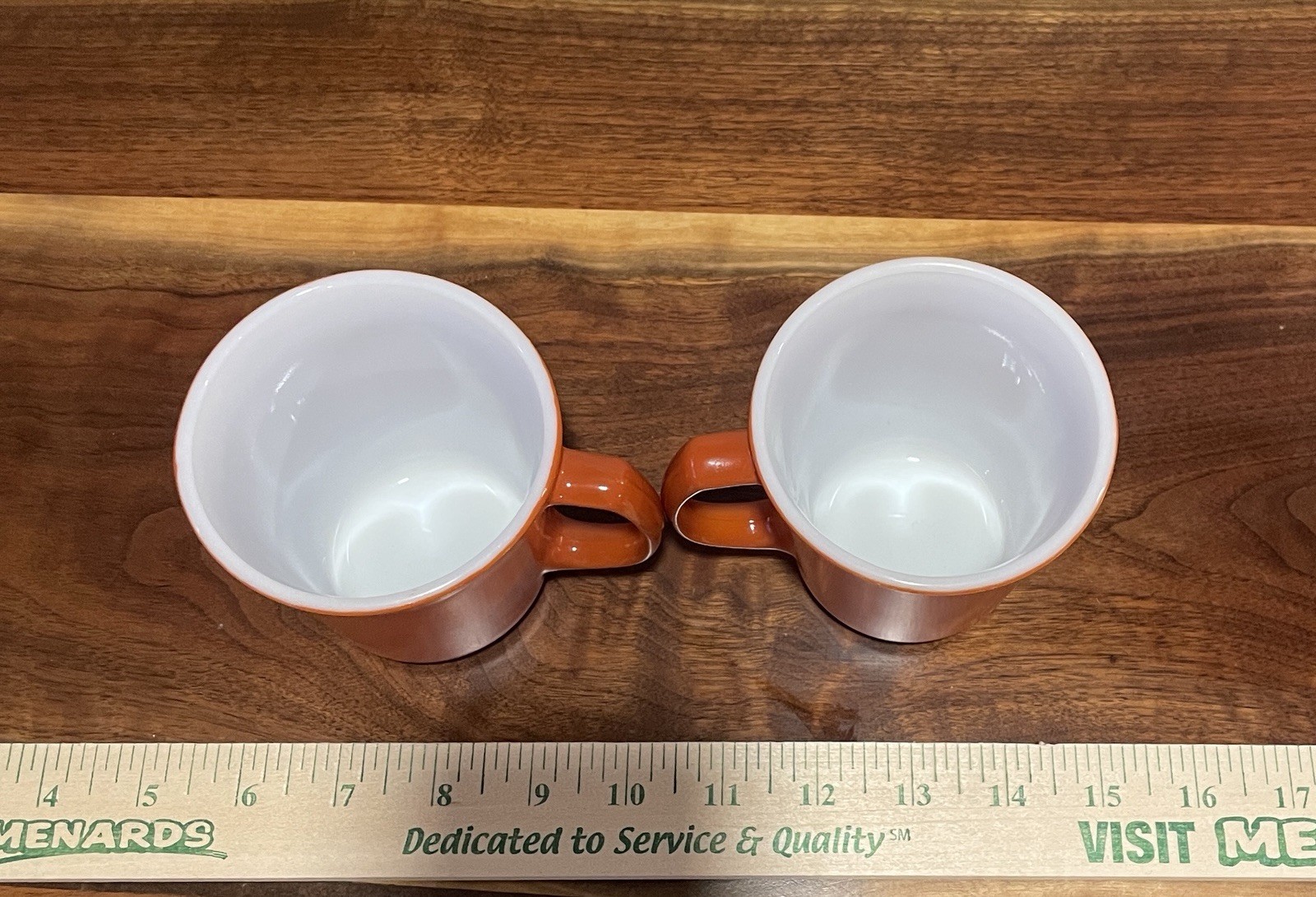 CorningWare Vintage Orange White Glass Coffee Mugs Set of 2 8 fl oz Decorated