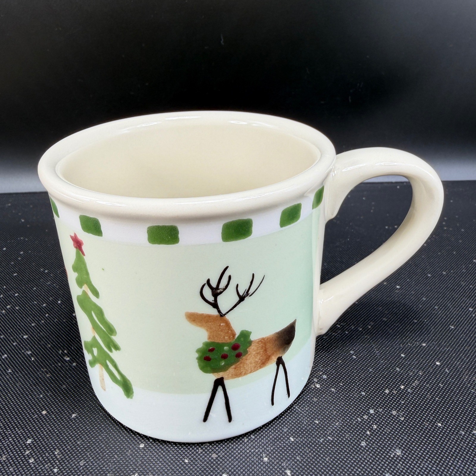 Hartstone Pottery Reindeer Christmas Mug USA Stoneware Holiday Coffee Cup 3.5in