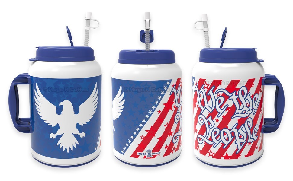 100 oz Travel Mug – We The People American Flag & Eagle – Double Wall Insulated