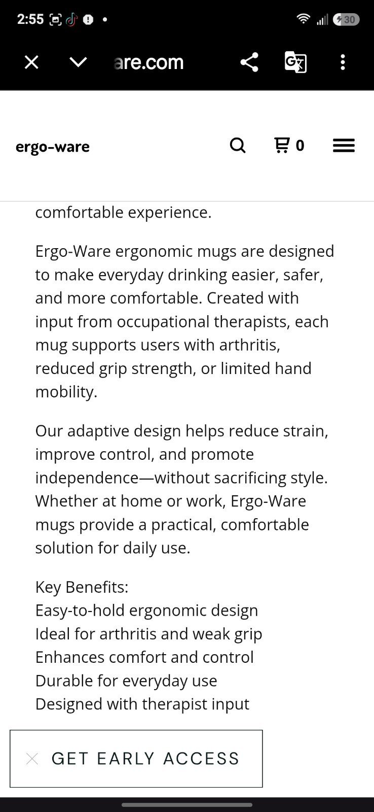 Ergo Wear Occupation Coffee Mug Arthritis/weak Hands