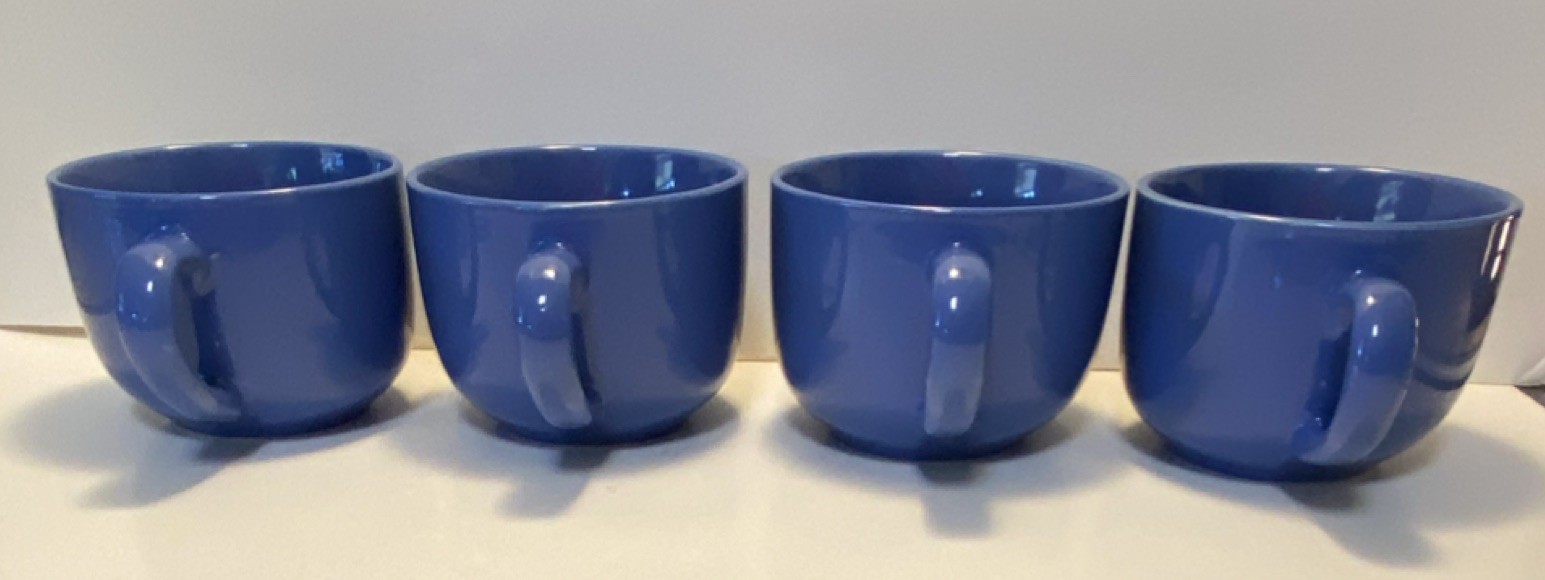 OMNIWARE TEAZ CAFE’COLLECTION SET OF 4 SAPPHIRE BLUE 24oz MUGS,DURABLE STONEWARE