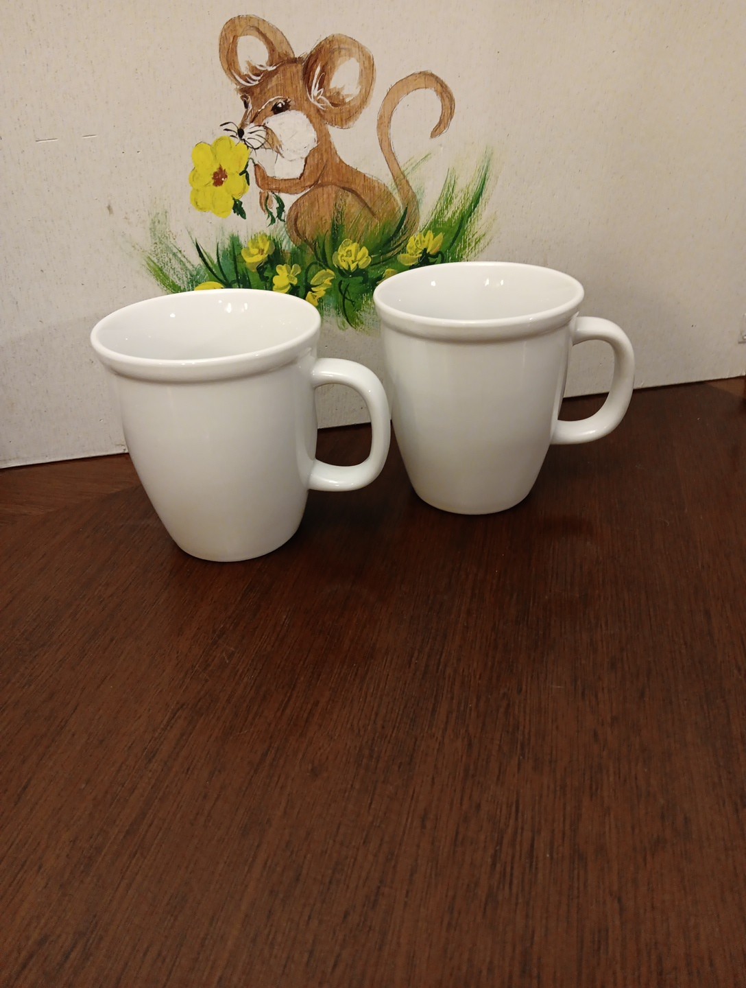 Set of 2 Discontinued White Ceramic 4 Inch Bodum Corona Coffee Mugs Cups 10 Oz