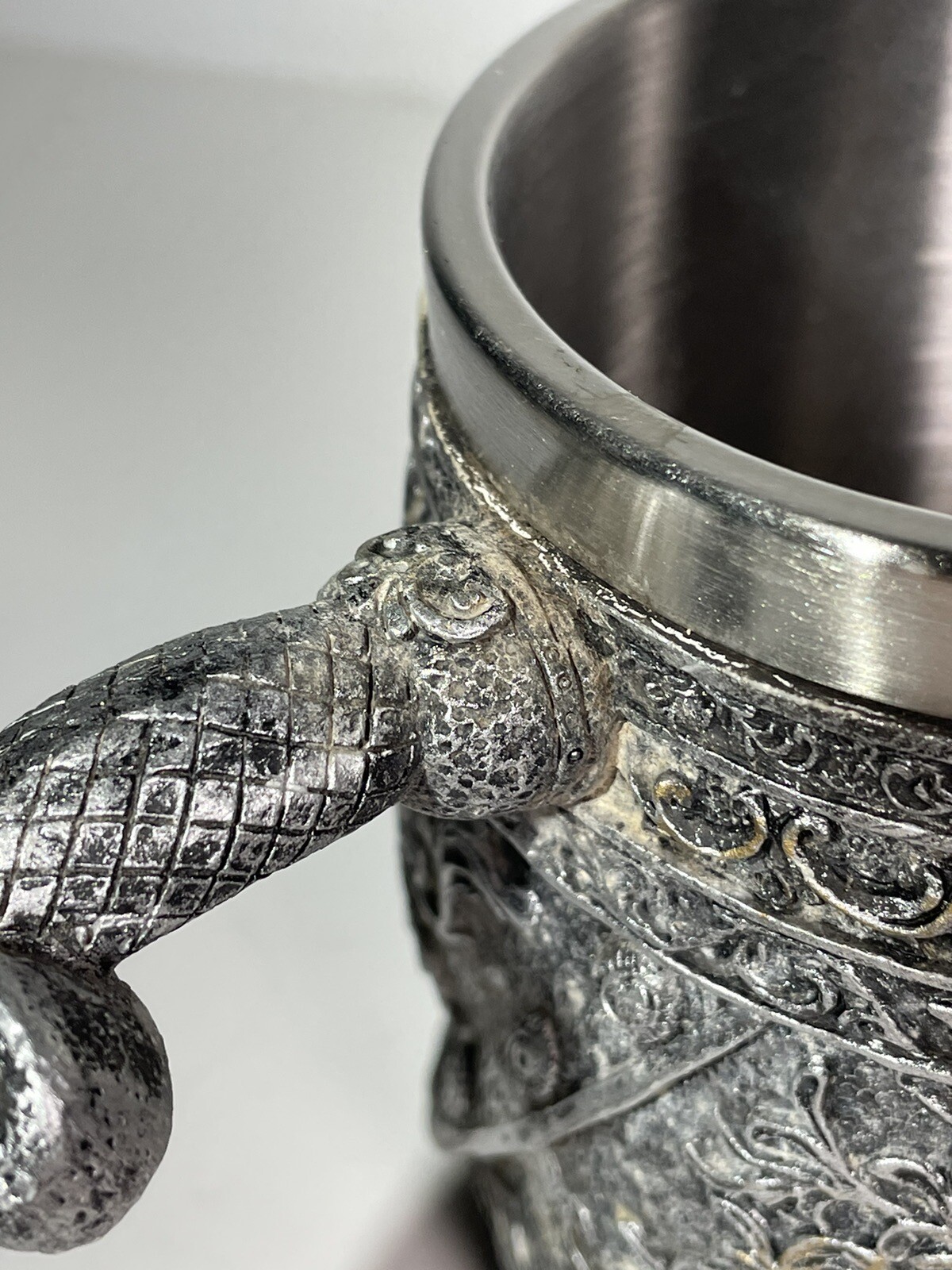 Stainless Steel Skull Coffee Mug Medieval Style Drinking Cup Viking Armor 4″