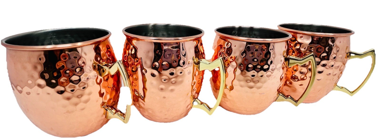 Hammered Copper-Plated Finish Stainless Steel Moscow Mule Mugs 5″ set of 4