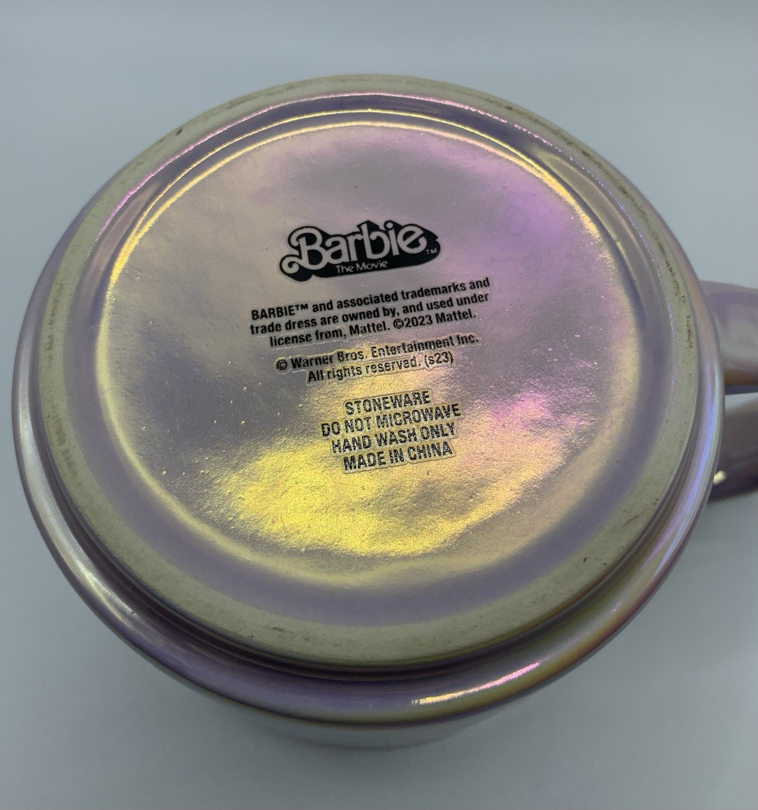 Barbie The Movie Stoneware Coffee Mug, Iridescent Pink Interior 15 fl oz