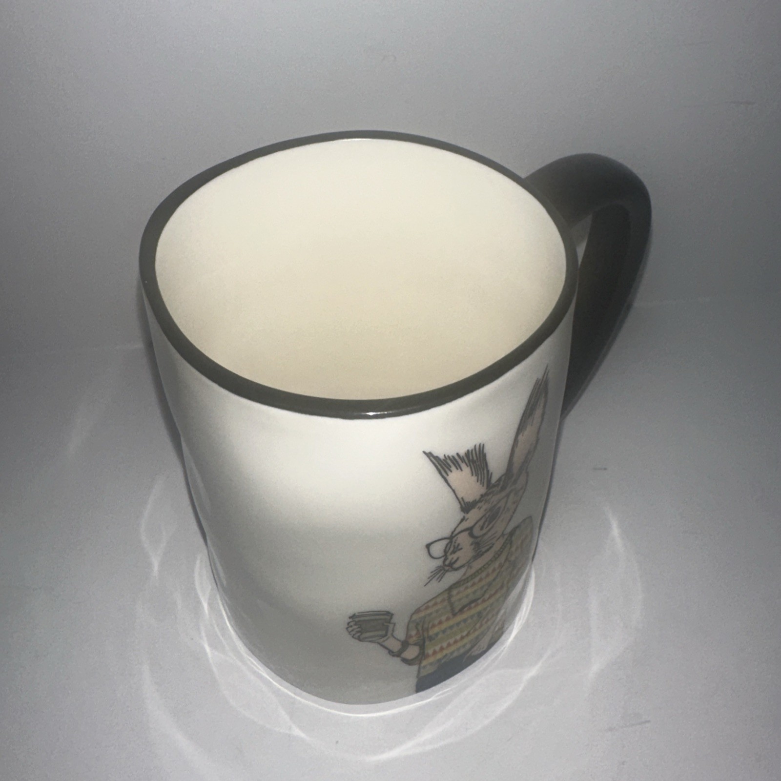 One(1) Signature Housewares Inc Hipster Pinup Coffee Mug Cup Rabbit 17oz