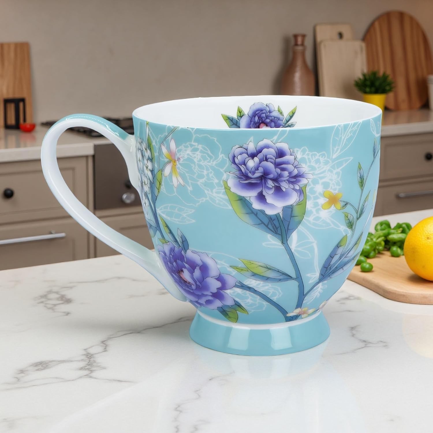 16oz Floral Bone China Mug for Tea & Coffee Lovers Elegant Mugs Daily Use |