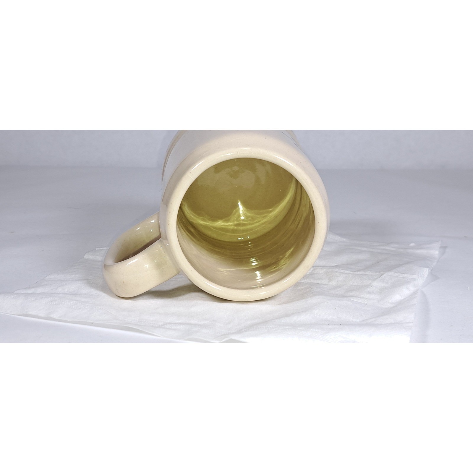 Unique Beige Mug With Ornate Black Monogram