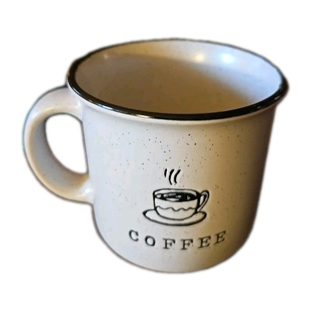 Better Living Black & White Speckled Ceramic Coffee Mug Cute Tea Cup Design