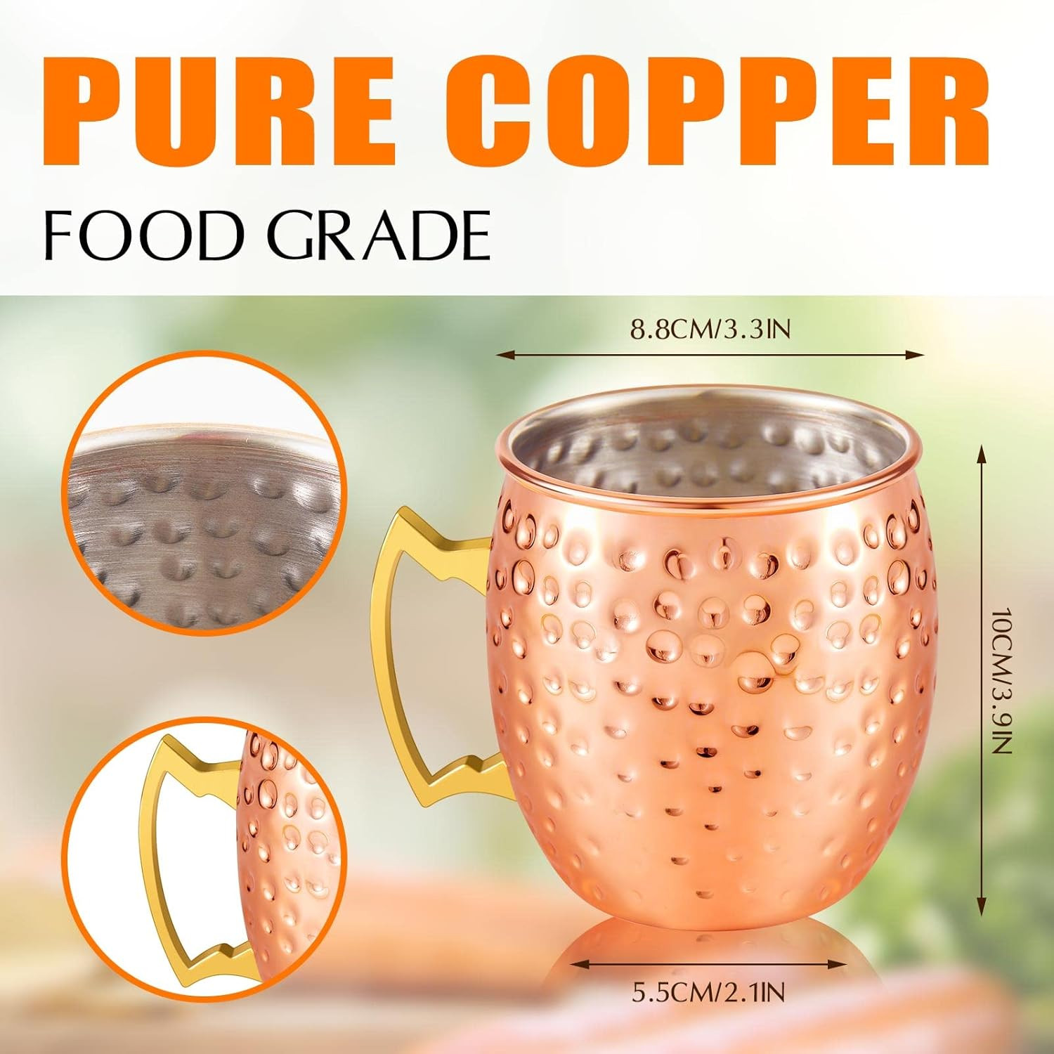 Bulk 20 Pcs Rose Gold Moscow Mule Mugs 19 Oz Hammered Copper Cups