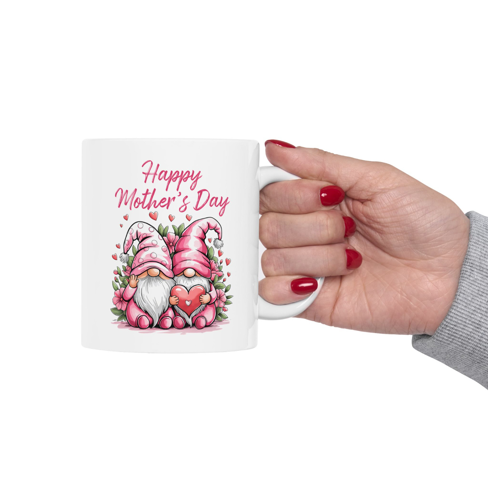 Happy Mothers Day Gnome Mug Cute Pink Floral Gift Mom Love Coffee Cup