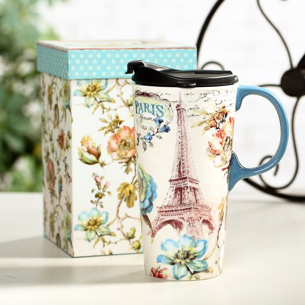 17 oz. Ceramic Travel Mugs and Coffee Cup with Sealed Lid and Color Box