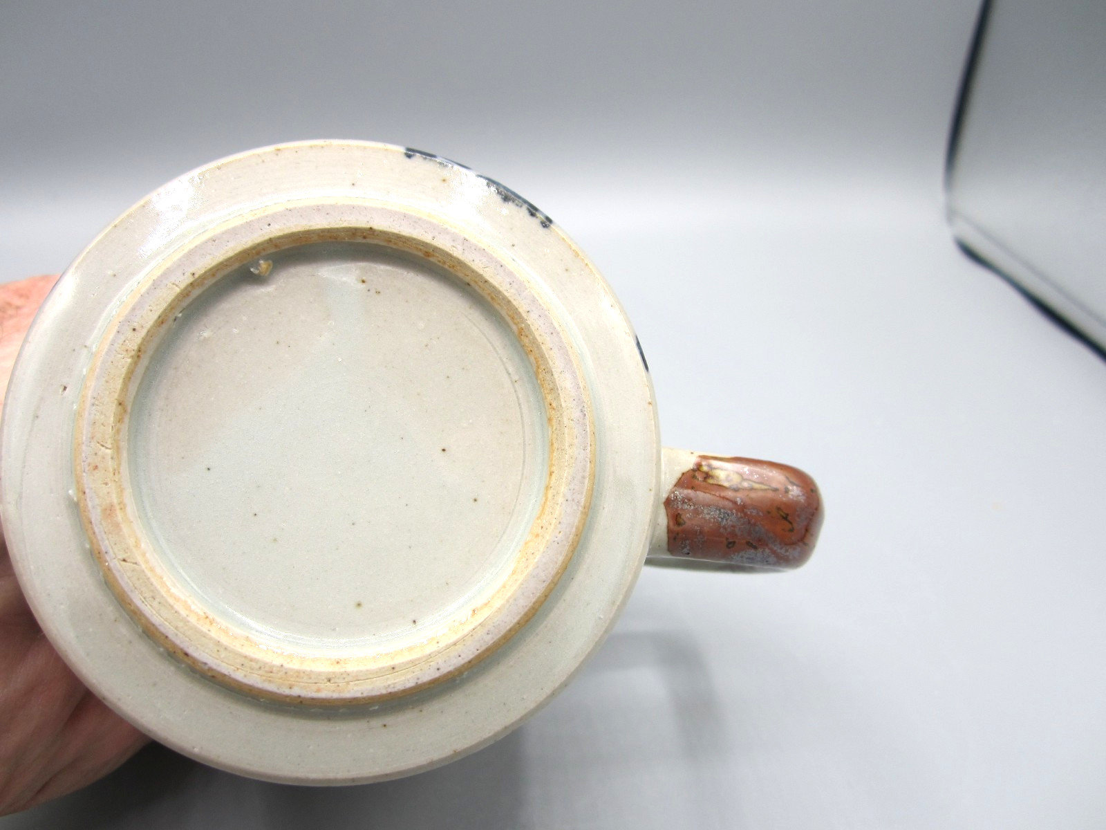 Otagiri Japan VTG Gray, Blue White Floral, Brown Trim 14 oz Coffee Tea Mug (389)