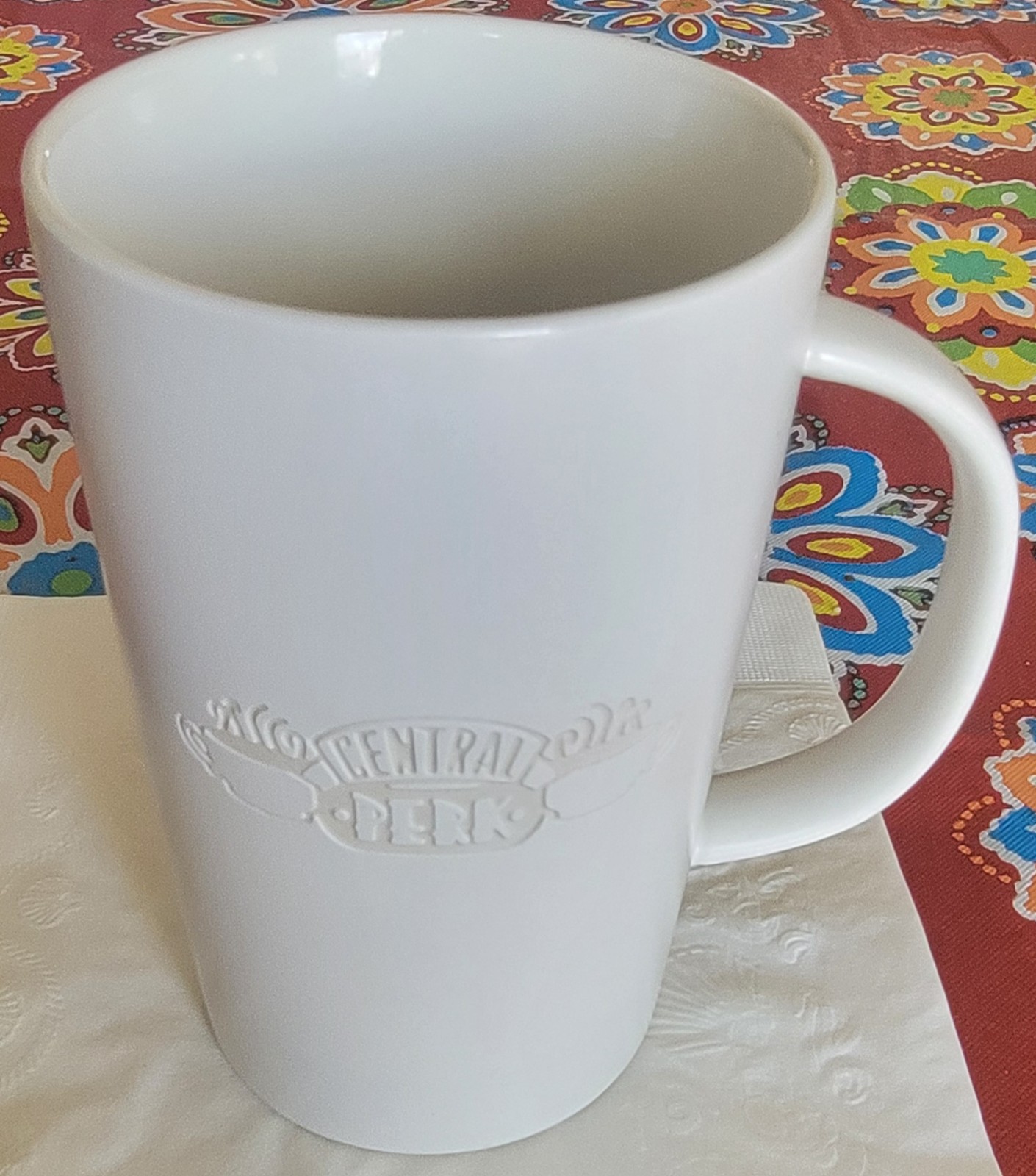 Friends Central Perk Coffee Cup Ceramic Embossed White Free Shipping