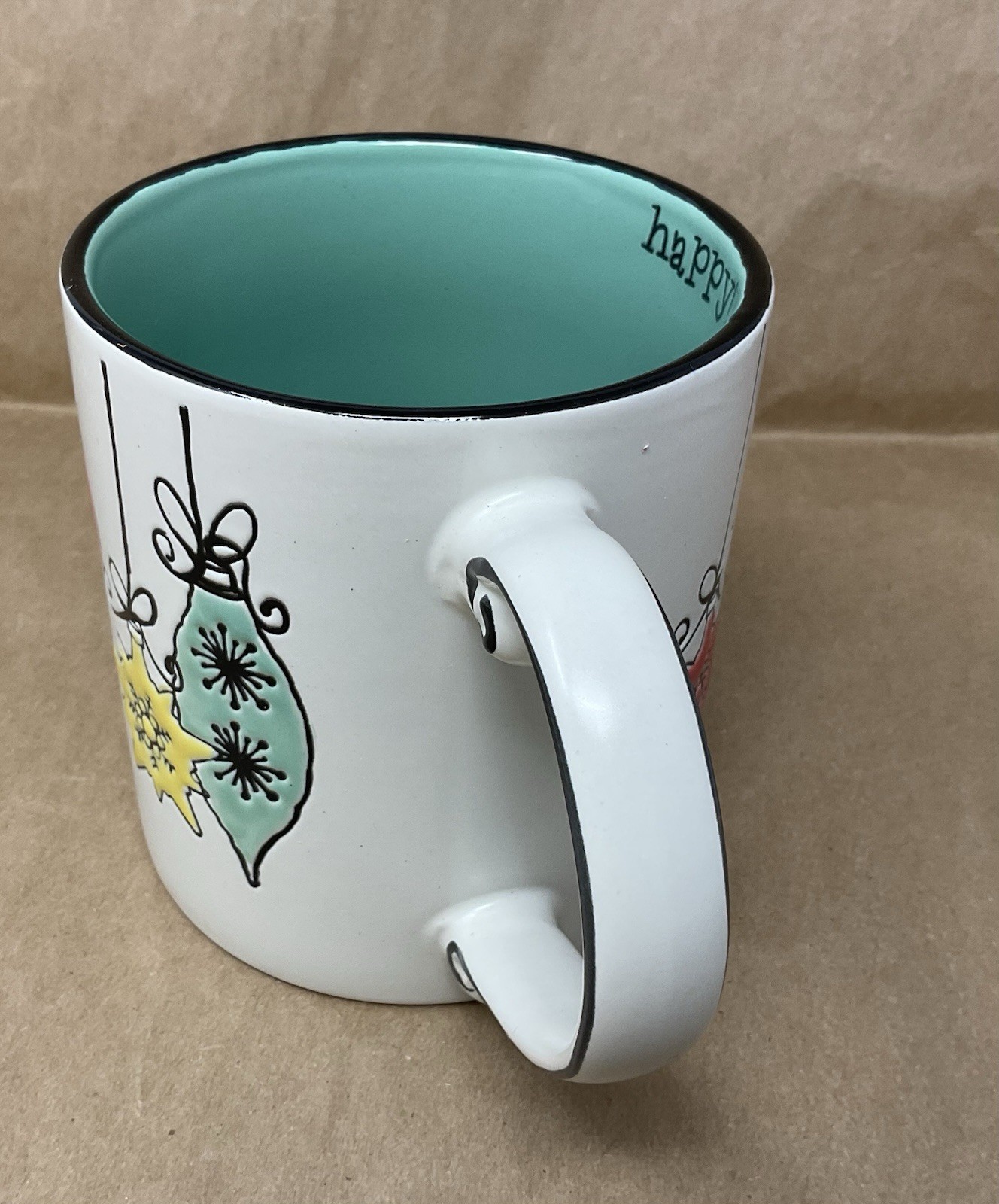 Spectrum 2017 Coffee Mug 20 oz w/EMBOSSED ORNAMENTS Happy” Christmas Design