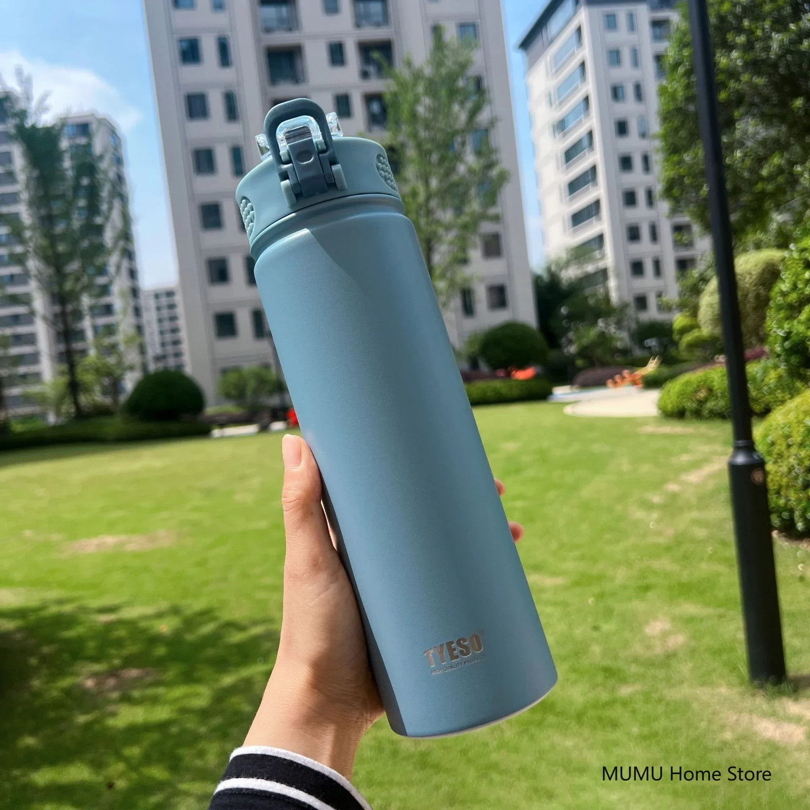 600/750ML Thermos Bottle With Straw Stainless Steel Car Thermal Cup Sports