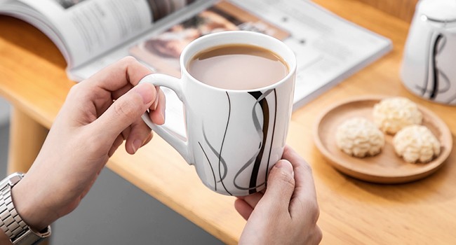 Ceramic Coffee Mugs, Coffee Cups Set with Handle, White Mugs Set Porcelain Cup