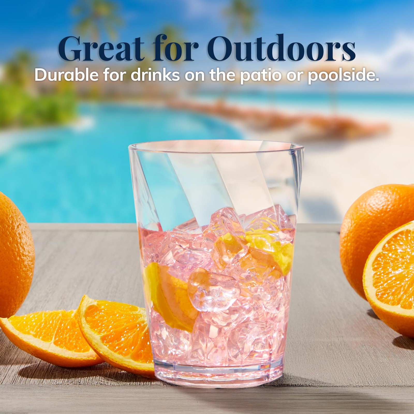 US Acrylic Optix Plastic Reusable Drinking Glasses Set of 8 14oz Rocks Cups i…