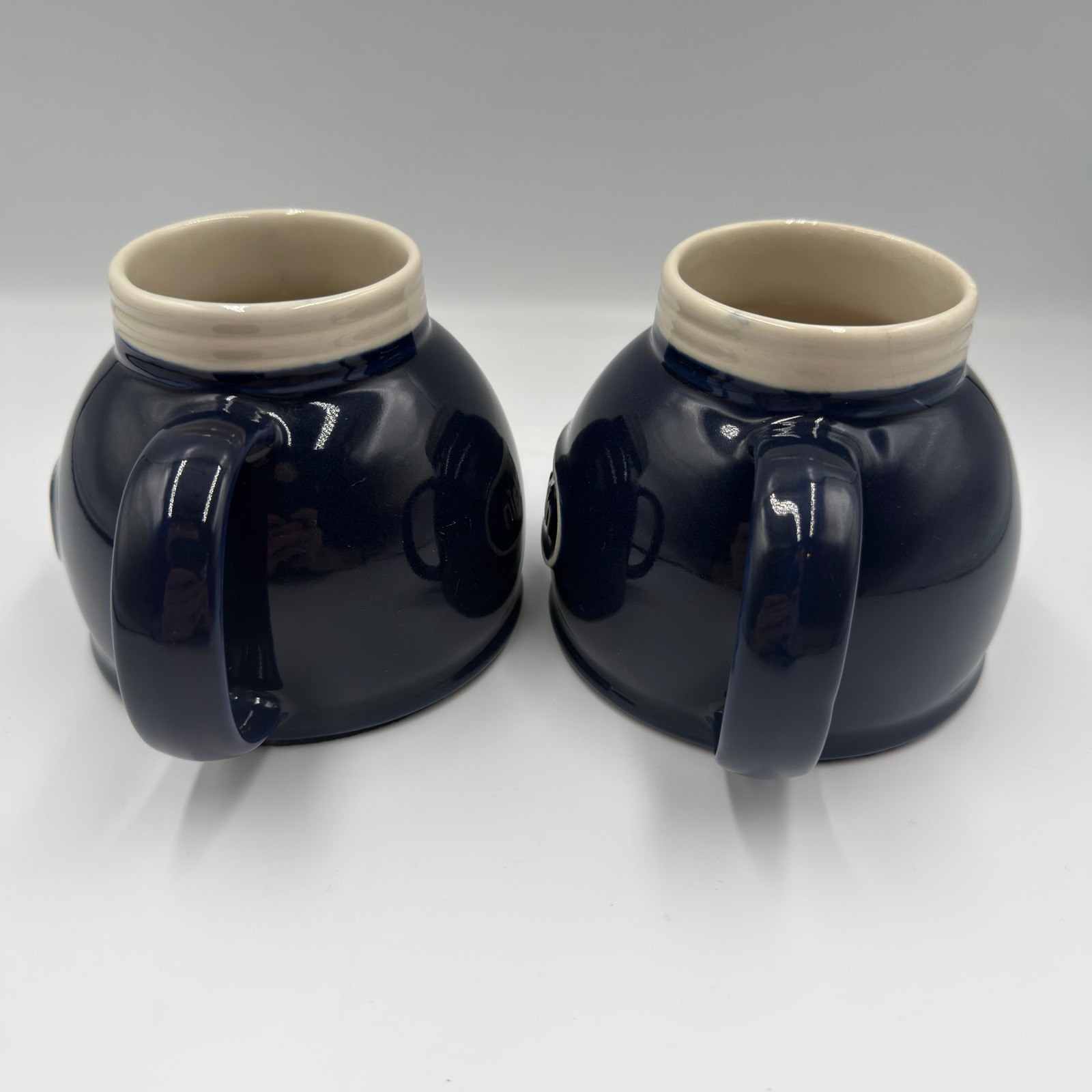 Feltman Langer Captain & First Mate Nautical Mug Set Navy Blue Ceramic Non-Slip