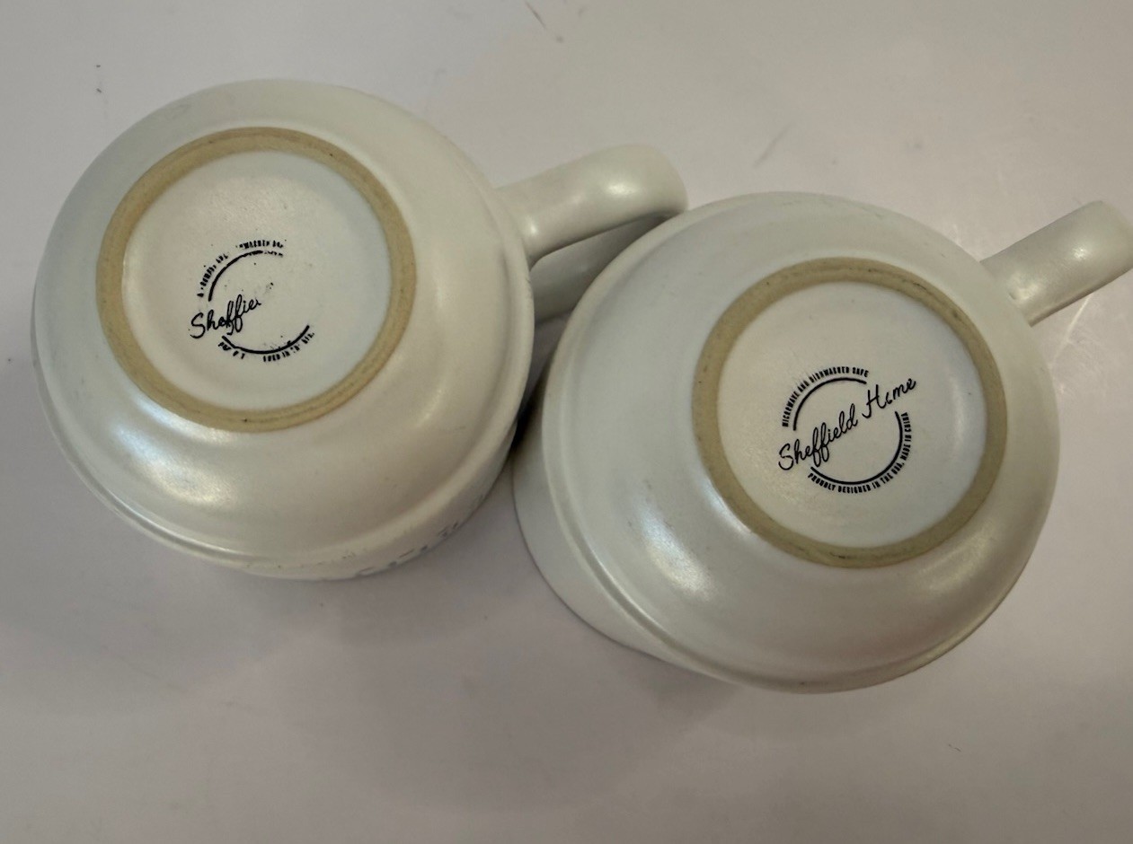Sheffield Home Coffee Mugs Set of 2 White Black Stacking Stoneware 14oz Cups