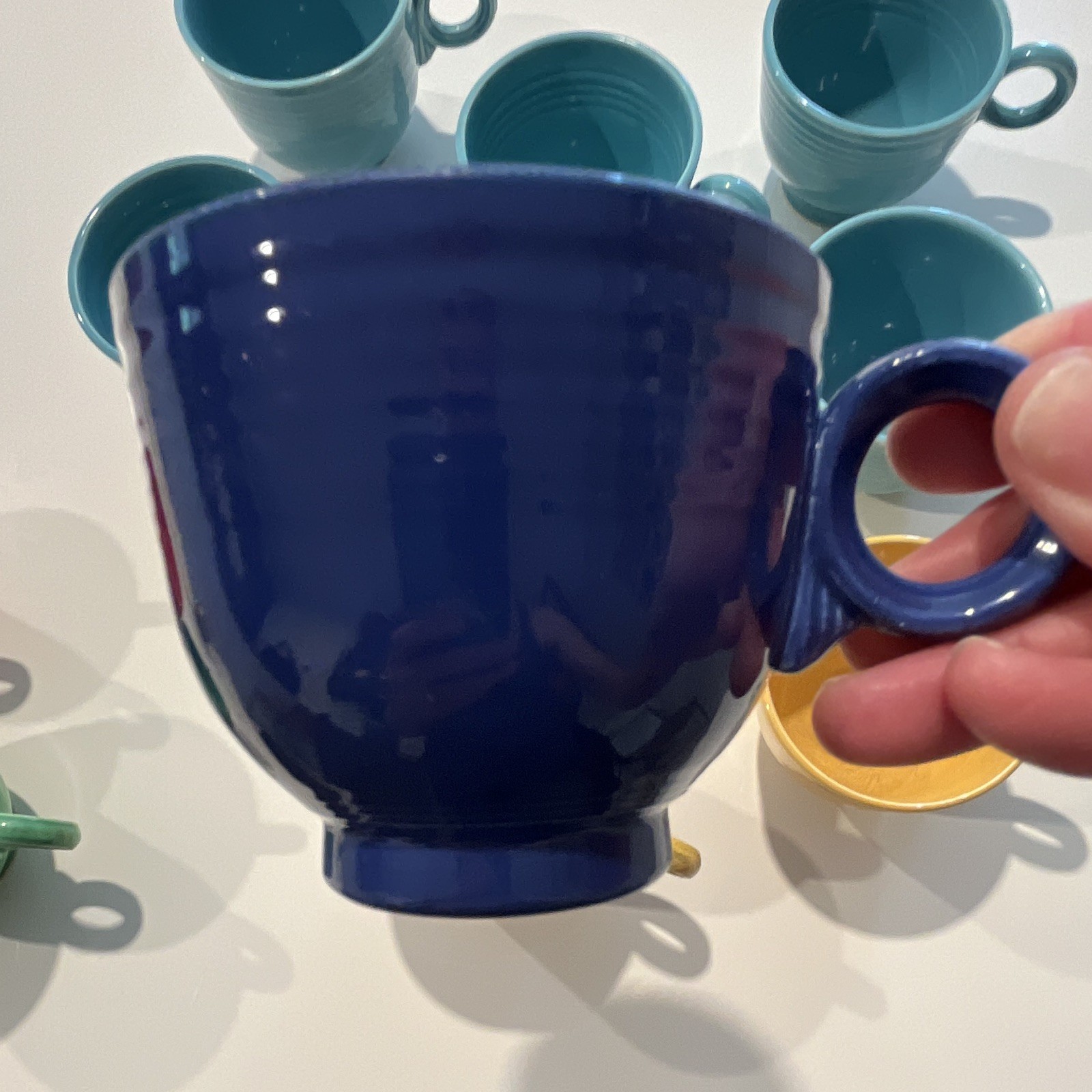 10-Piece Multicolor Fiesta Ceramic Coffee Cup Set 8 fl oz Mid-Century Modern