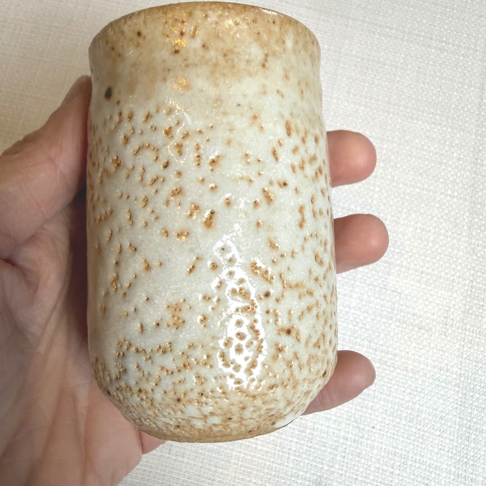 Vintage Studio Pottery Stoneware Vase Signed Handmade Speckled