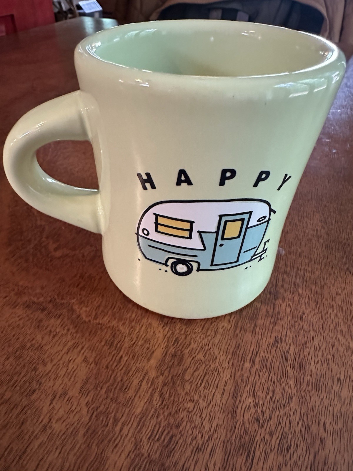 Life Is Good Happy Camper Spring Green Diner Mug 4” Tall Retro Camper Coffee Cup