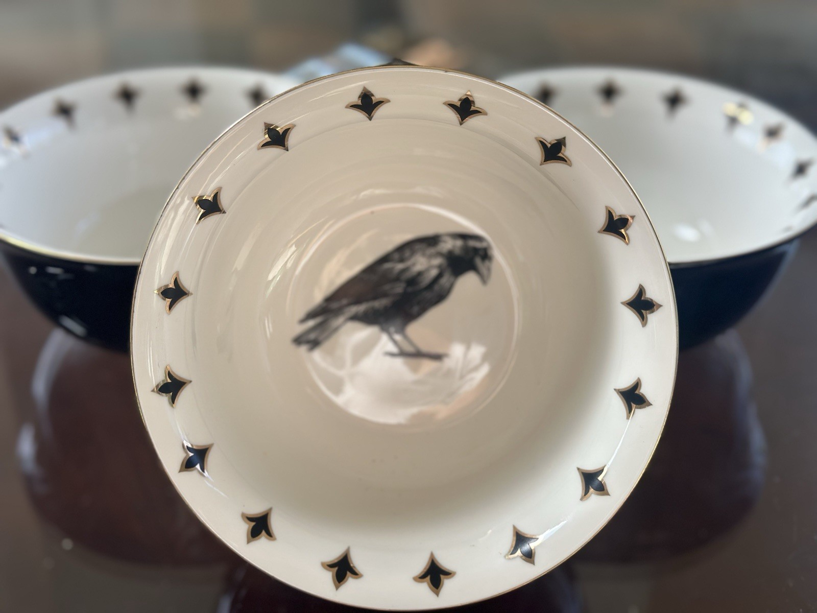 NEW Halloween Potters Studio Black Crow Bird Soup, Cereal, Snack Bowl Set of 3